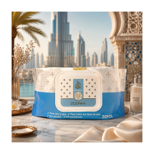 🤍 Lingettes Démaquillantes Bianco Latte – D’Donna Dubai – 30 lingettes