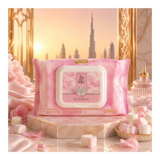 🍬 💗Lingettes Démaquillantes & Hydratantes Marshmallow – D’Donna Dubai – 30 lingettes