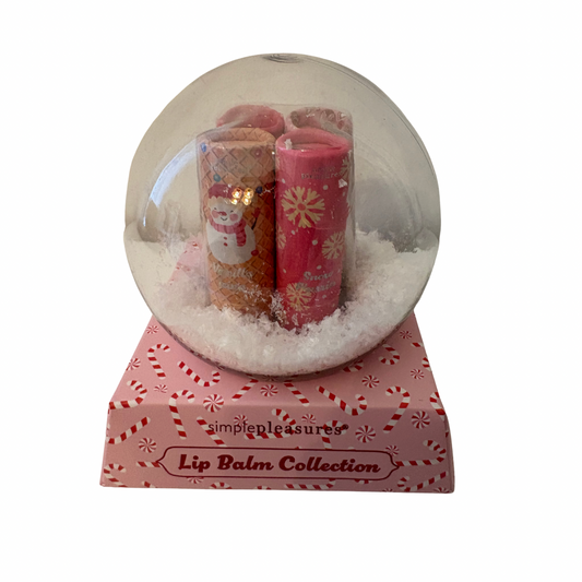 Boule de neige transparente – 4 baumes à lèvres senteurs de Noël – Simple Pleasures