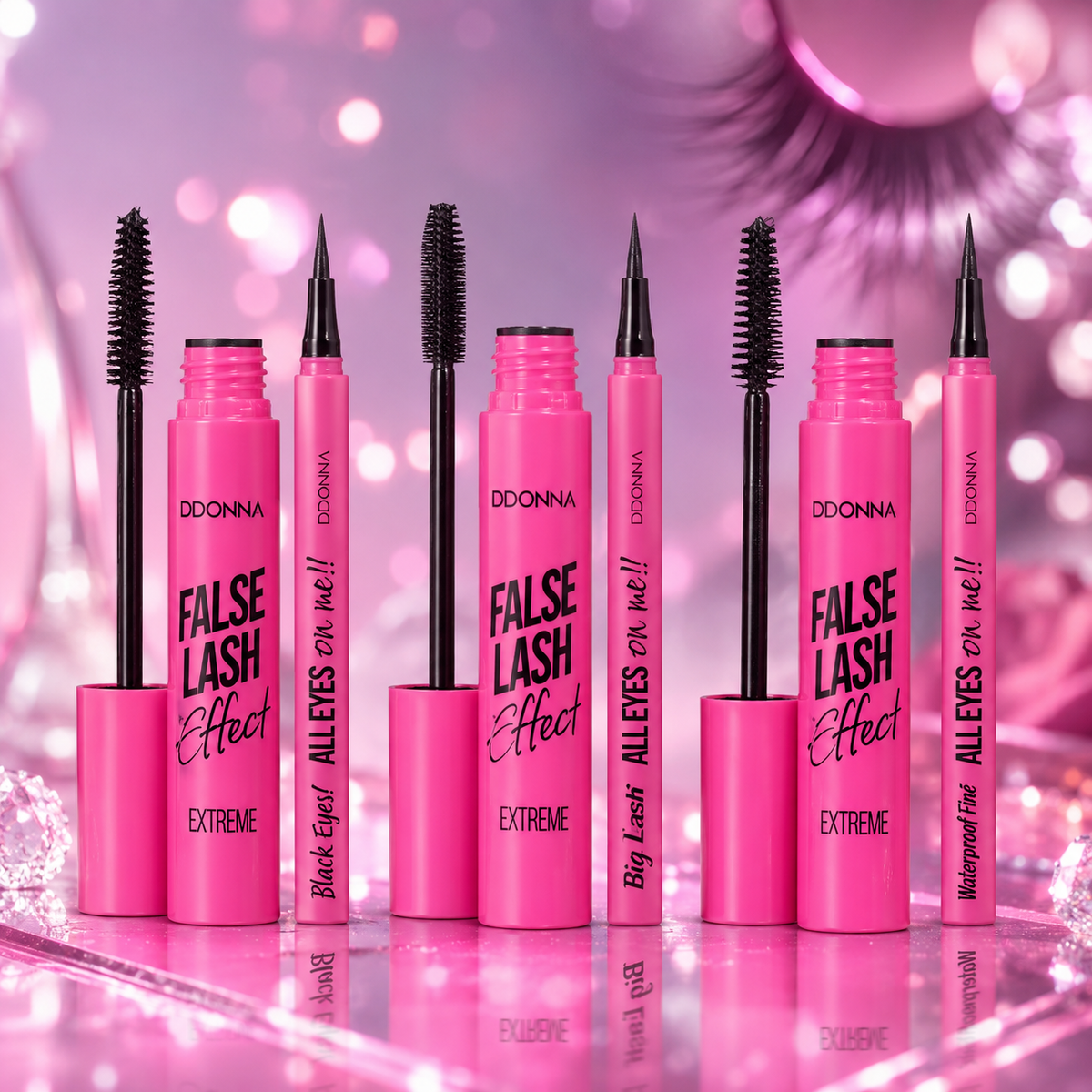 👁️ 💖Duo Mascara & Eyeliner Noir Waterproof – All Eyes On Me💓 ( 3 mascaras actions différentes)