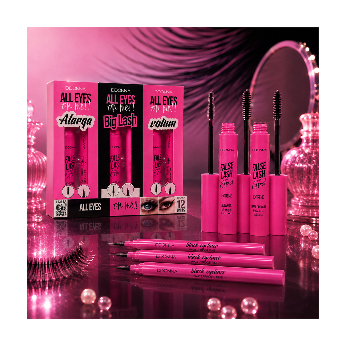 👁️ 💖Duo Mascara & Eyeliner Noir Waterproof – All Eyes On Me💓 ( 3 mascaras actions différentes)