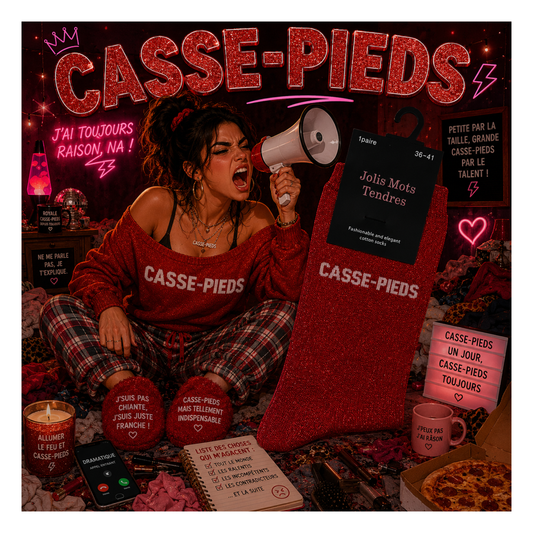 ❤️✨ Chaussettes « Casse-pieds » Rouges Pailletées – Taille 36/41