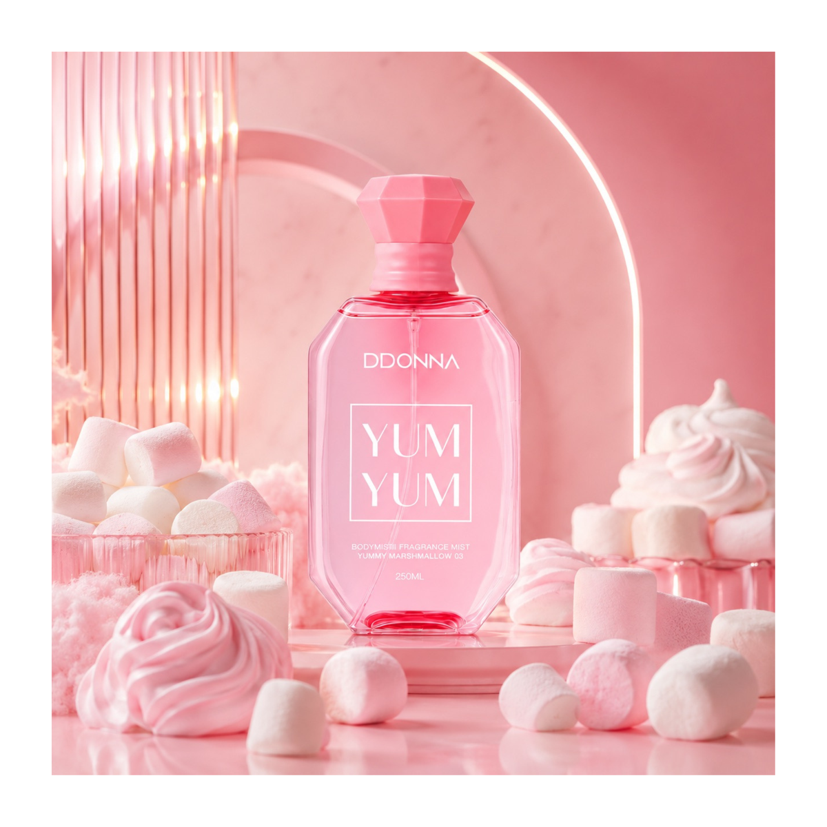 💖🍓☁️ Yum Yum Marshmallow – Brume Parfumée Corps & Cheveux 250 ml – D’Donna 🍦✨