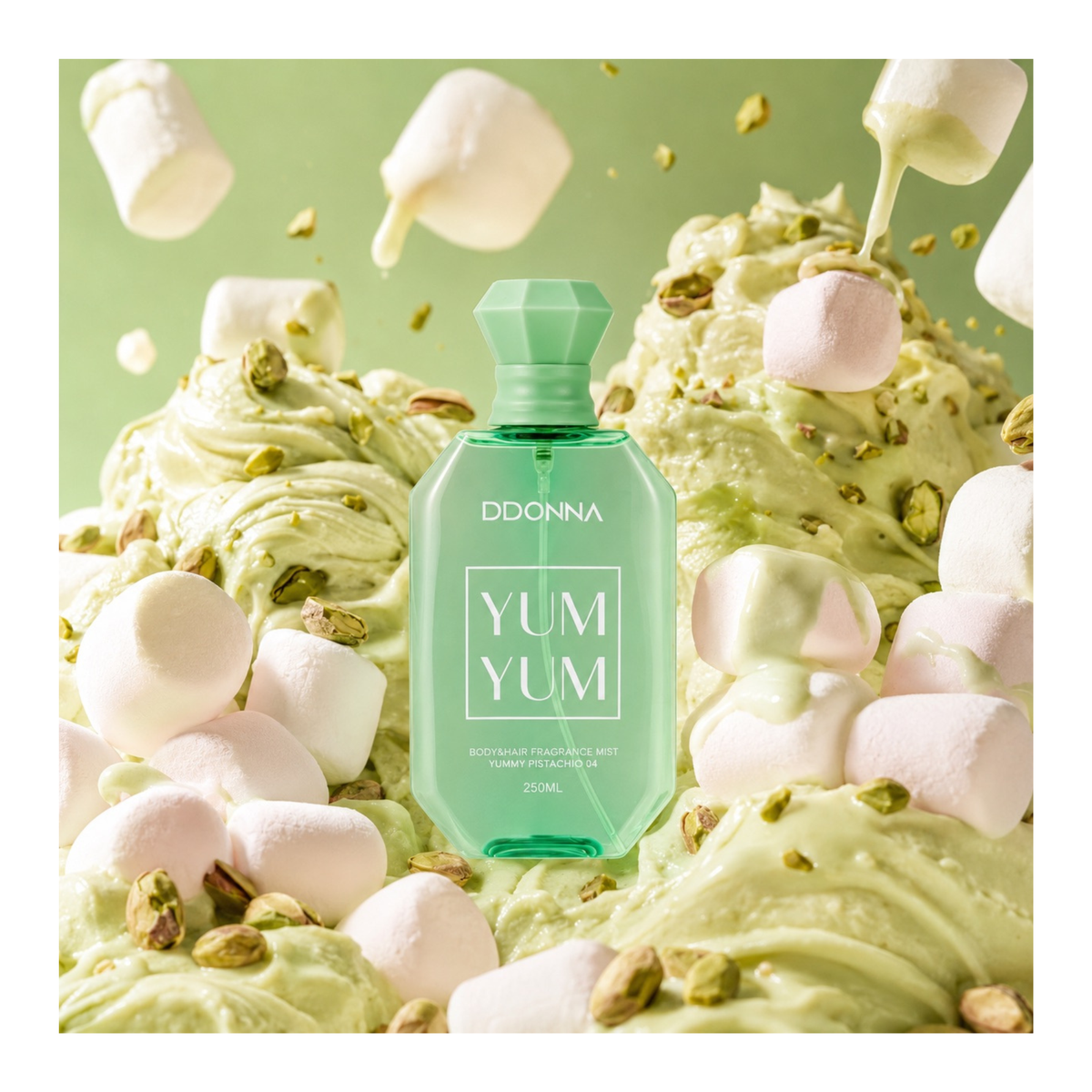 💚💖🍨 Yum Yum Pistachio – Brume Parfumée Corps & Cheveux 250 ml – D’Donna 🍬✨