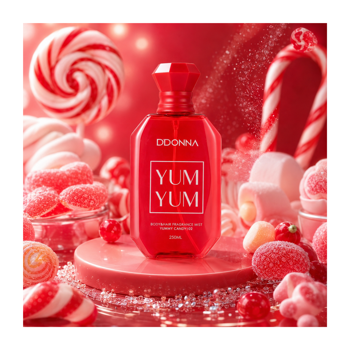 🍓🍬 Yum Yum Candy – Brume Parfumée Corps & Cheveux 250 ml – D’Donna ✨💕