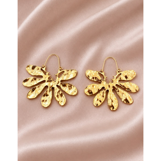 🌸 🌸Boucles d’Oreilles Demi-Fleur – Dorées en Acier Inoxydable 🌸