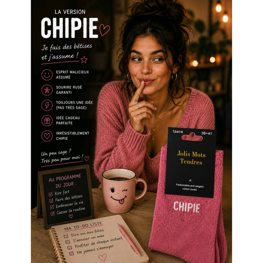 Chaussettes “Chipie” Rose Pailleté – Taille 36/41 💗✨