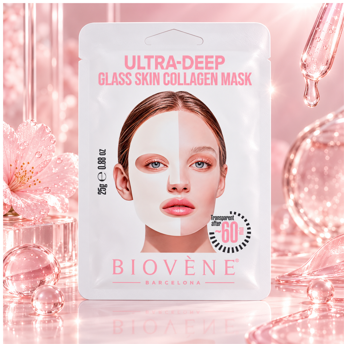 ✨ 💓Ultra-Deep Glass Skin Collagen Mask – Biovène Barcelona – 1 utilisation🌸