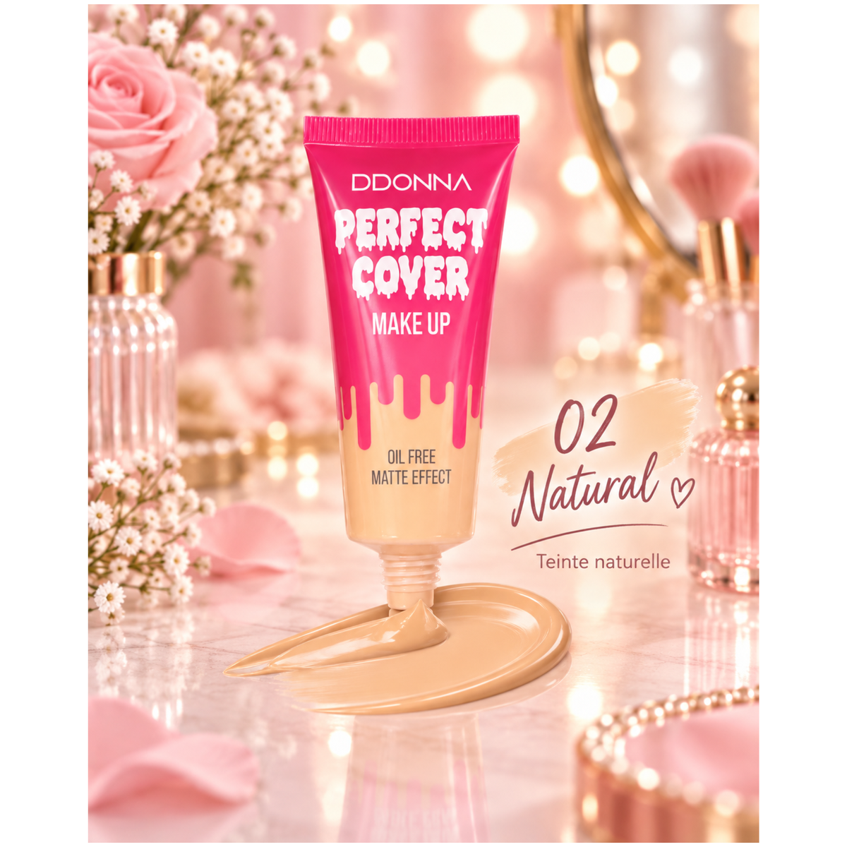 💗 Fond de Teint Perfect Cover Make Up – Fini Mat & Oil Free – D’Donna