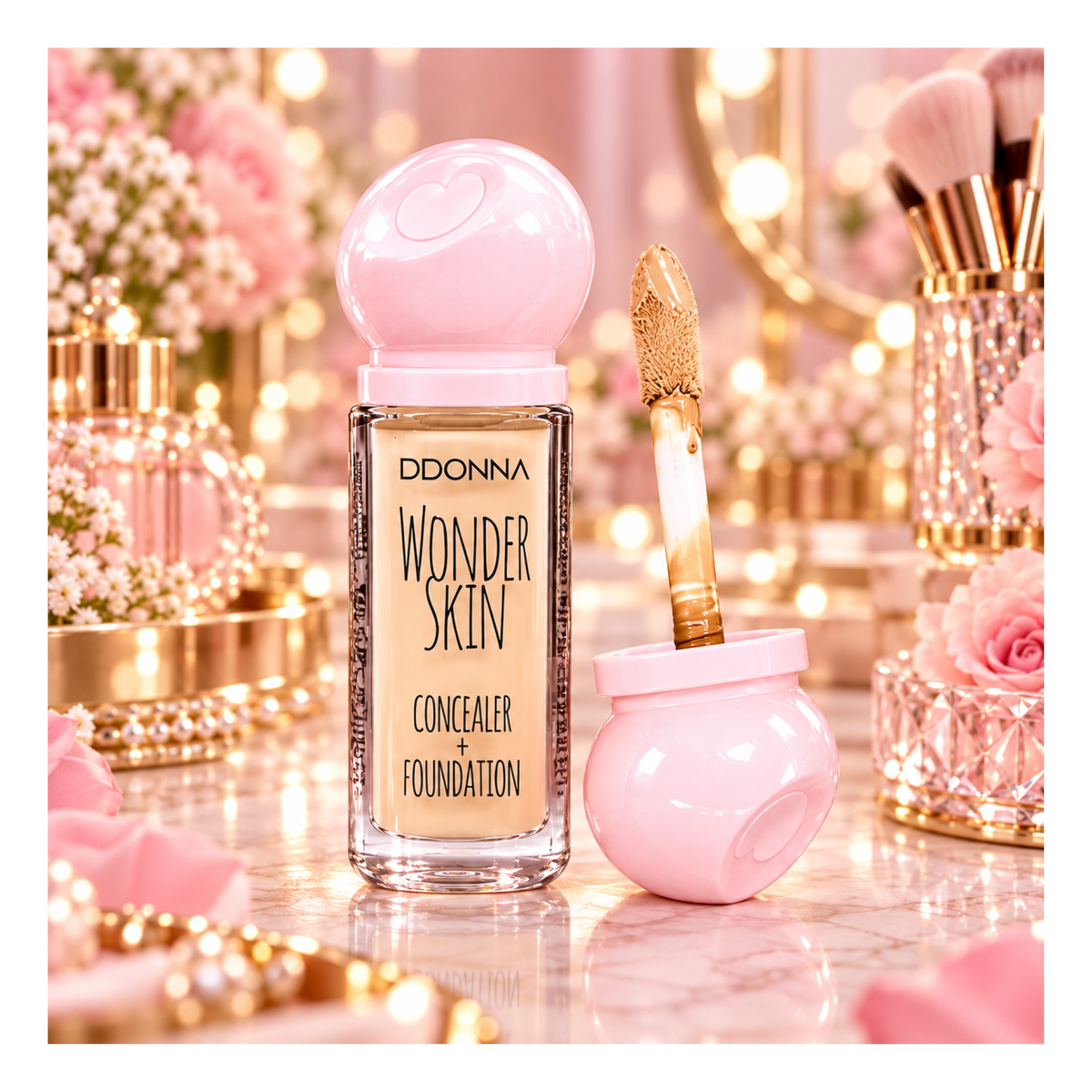 💗 Wonder Skin 2-en-1 – Fond de Teint & Anti-Cernes Haute Couvrance 24H – D’Donna