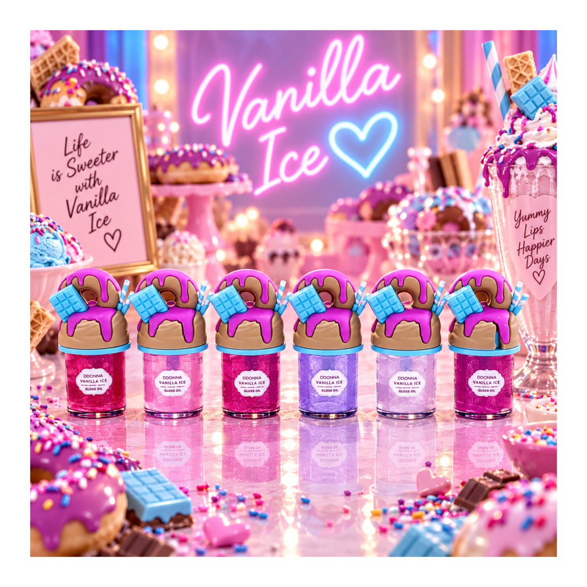 🍦💖 Gloss Oil Vanilla Ice – D’Donna | Yummy Lips – Édition Limitée