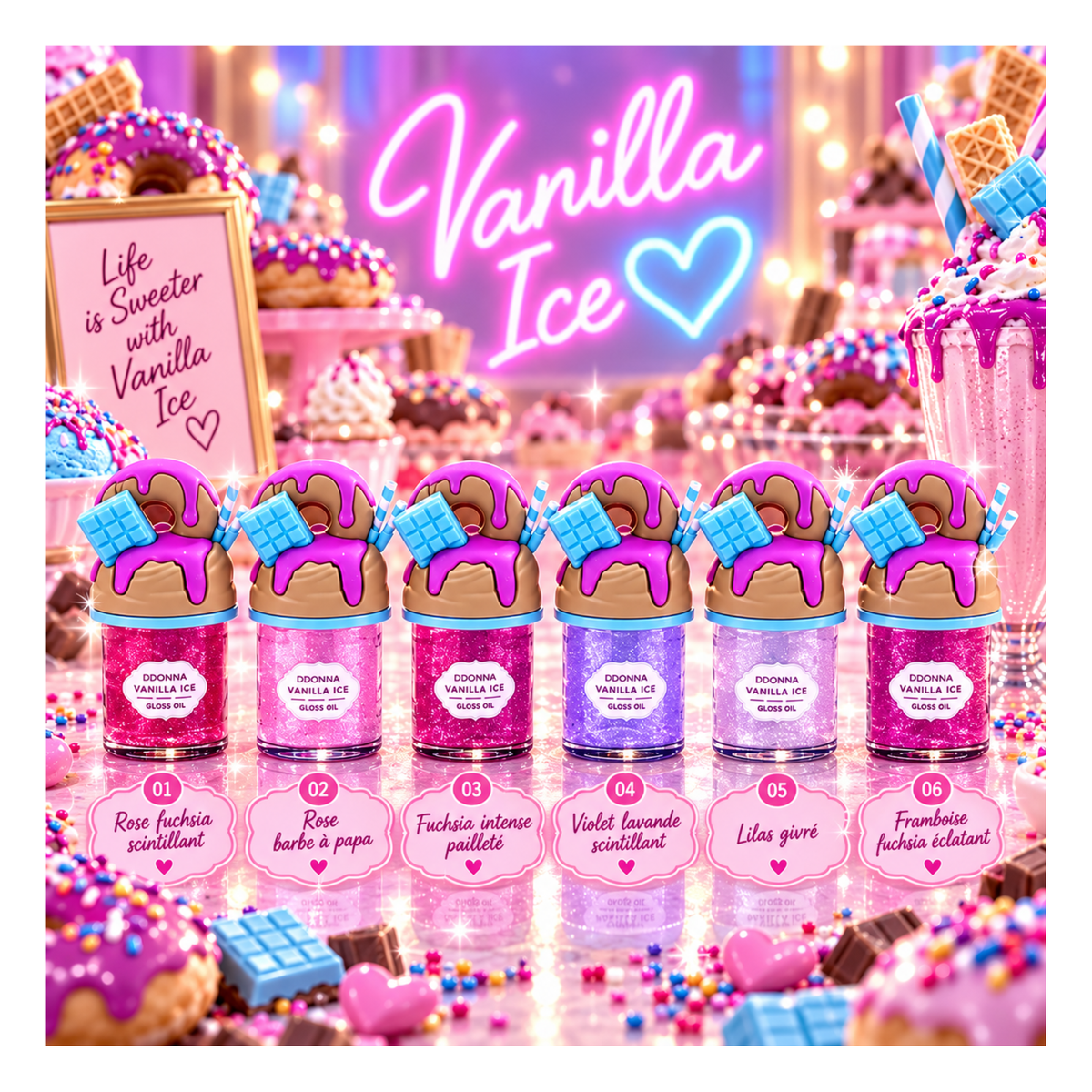 🍦💖 Gloss Oil Vanilla Ice – D’Donna | Yummy Lips – Édition Limitée