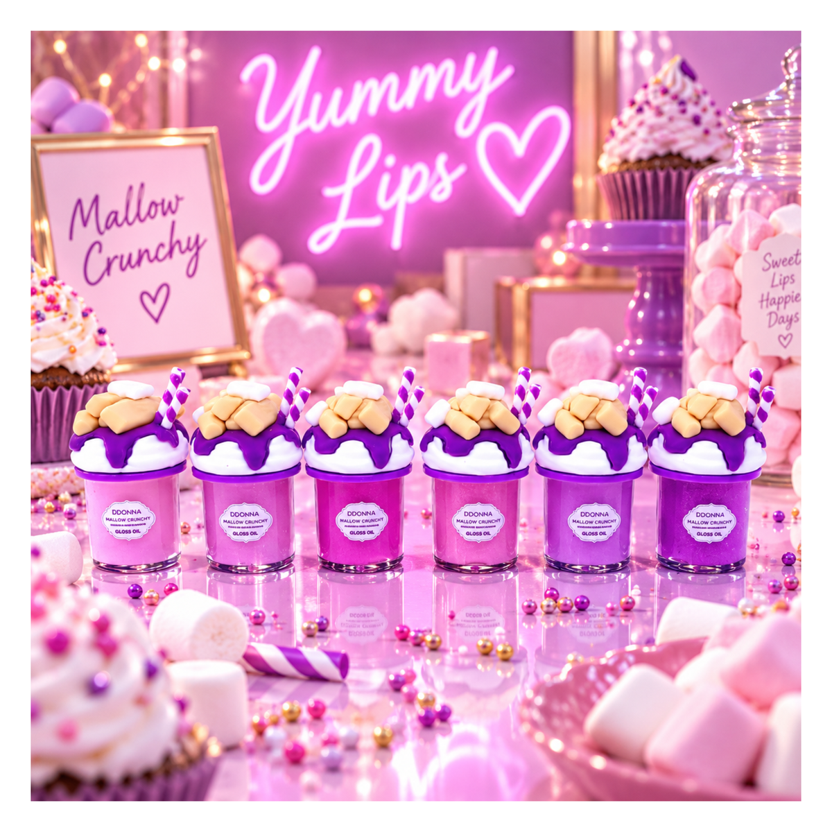 🍬💜 Gloss Oil Mallow Crunchy – D’Donna | Yummy Lips – Édition Limitée
