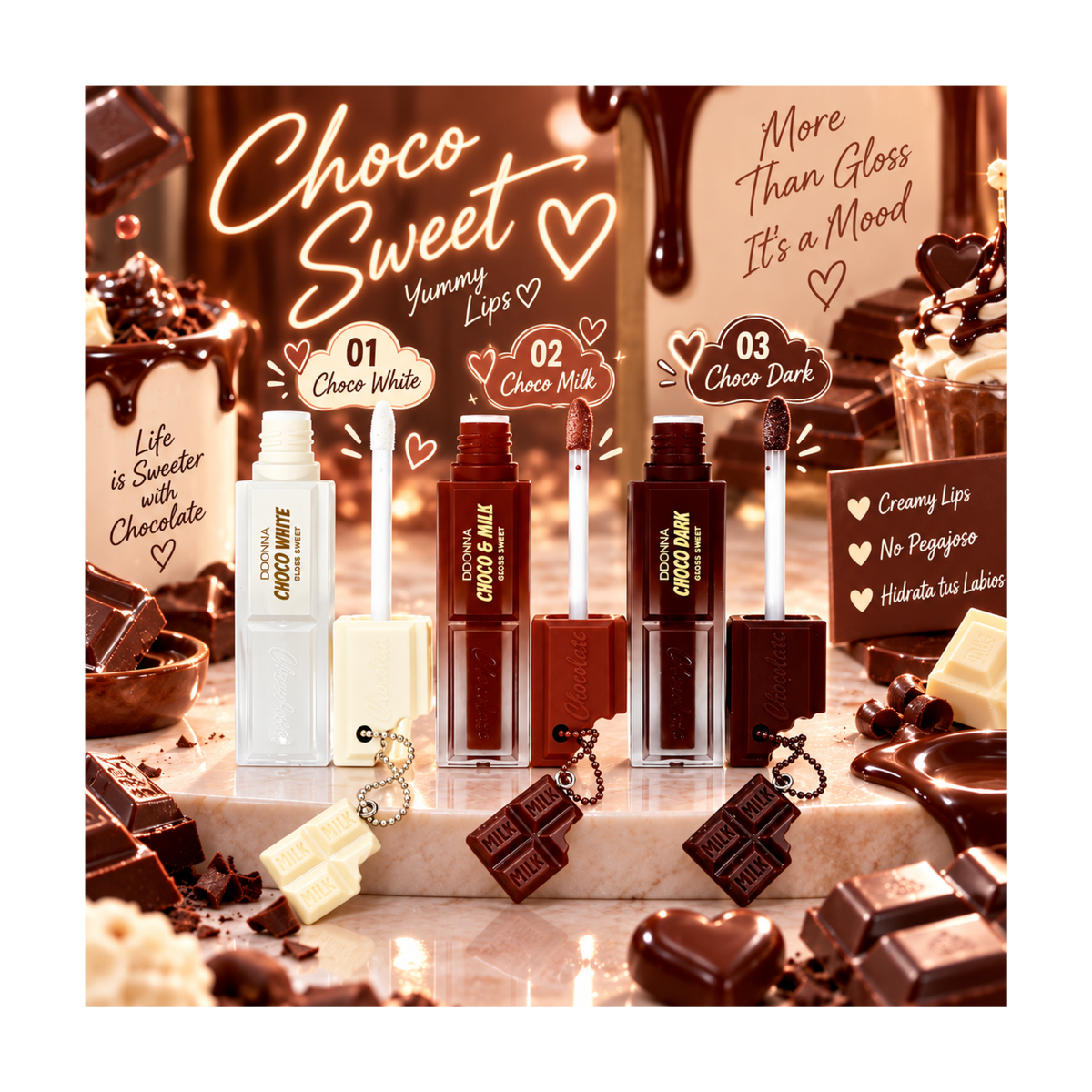 🍫💖 Gloss Sweet Choco – D’Donna | Gloss Gourmand Chocolat